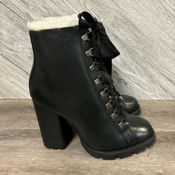 SCHUTZ | Zara Winter Ankle Heeled Boots Fur Lined Size 8.5 - Picture 3 of 15